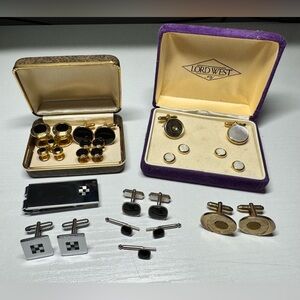Vintage Men’s Cuff Link Lot - Dante, Swank, Colibri, Lord West - Mother Of Pearl